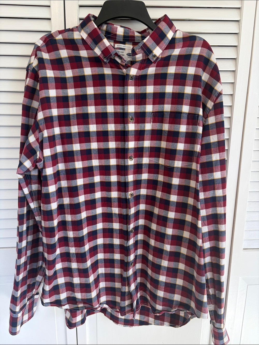 Old Navy Men's XL Shirt Blue Long Sleeve Plaid Button-down Pocket Fall